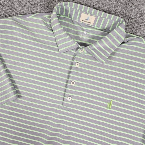 Johnnie O Hangin' Out Striped Golf Polo Shirt Mens Short Sleeve Performance - Picture 1 of 7
